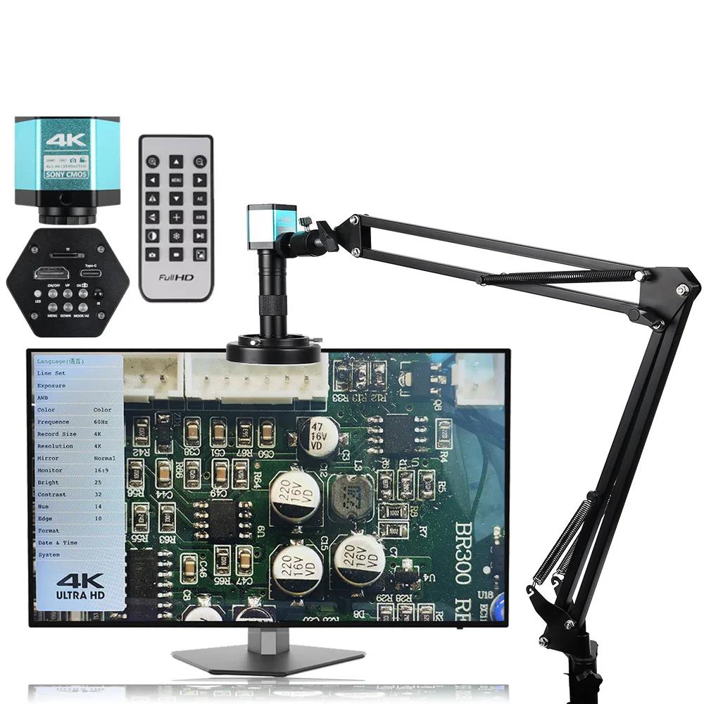 4K Microscope 48MP Digital Microscope For Electronics USB Industrial Cameras HDMI 1-150X Zoom C-Mount Lens Phone Pcb Soldering