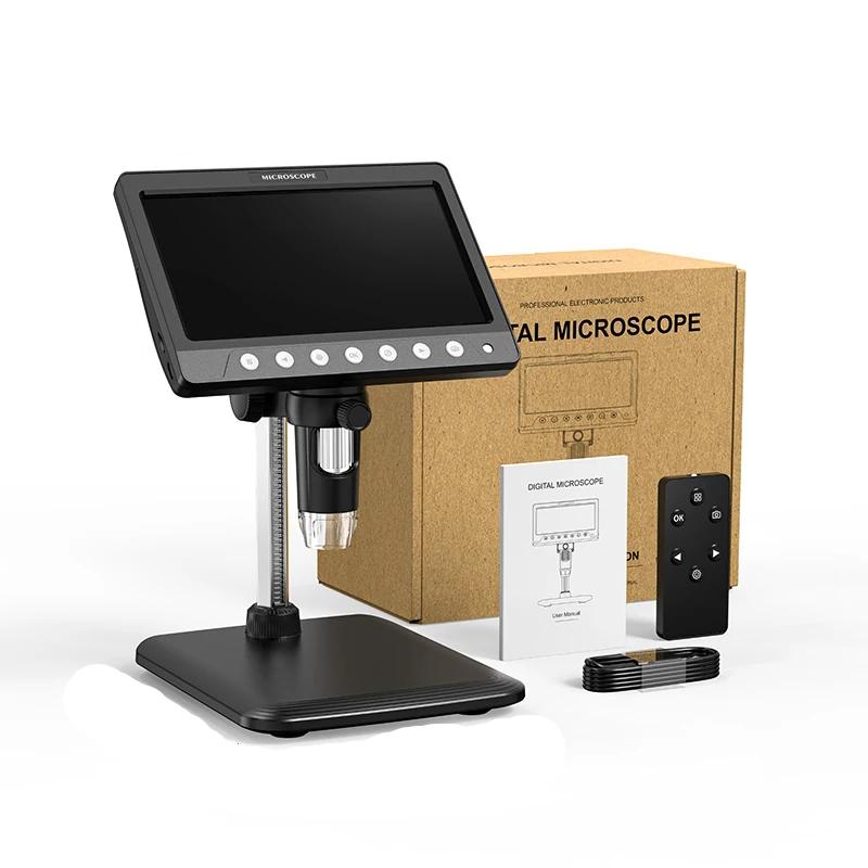 7Inch IPS Digital Coin Microscope 5MP 1200X Ultra-Precise Focusing Camera 1080P Video Microscope 8 LED Lights for Coin Circuit