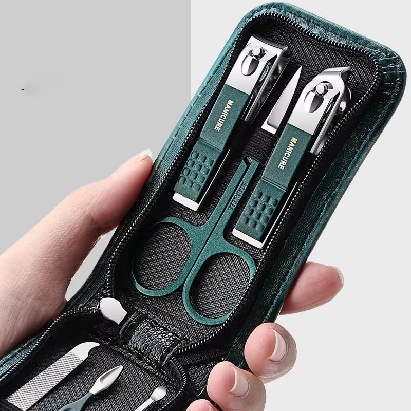 Germany 6 Pcs Portable Luxury Manicure Sets Pedicure Kits Bright Black Nail Clipper Set Personal Care Tools Eyebrow Scissors