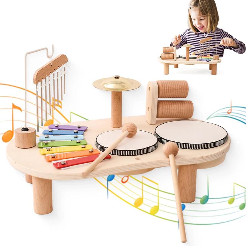 Baby Educational Toys Wooden Aeolian Bells Montessori Children’s Musical Toys Xylophone Newborn Birthday Gifts Music Table Toys