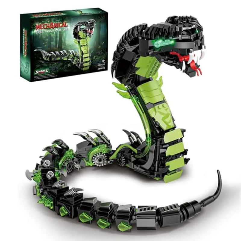 Mechanical Snake Building Blocks Sets 689Pcs STEM Technological Cobra Animals Model Bricks Toys for Kids Childrens Toys MOC