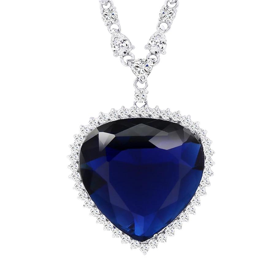 Jewelry Charm Heart Shape Pendant Necklace with Synthetic Cubic Zirconia for Women Luxury Beautiful Party Gift