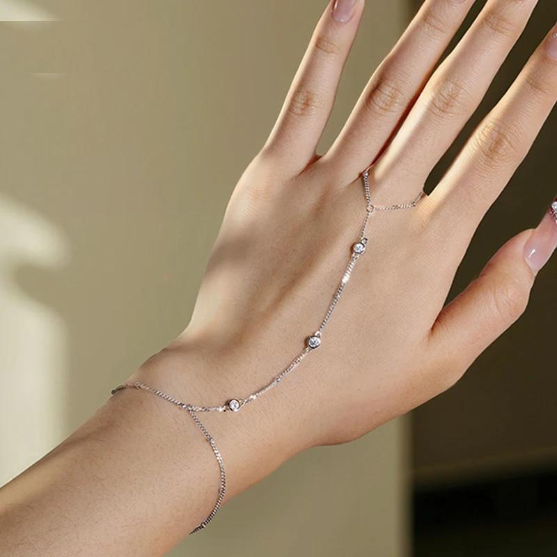 3MM Moissanite Bracelets for Women 14-21cm Wrist Size Adjustable Chain 925 Sterling Silver Plated 18K Wholesale Jewelry
