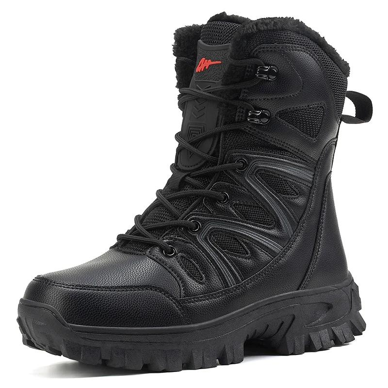 Men Winter Men Snow Boots Super Warm Men Hiking Boots High Quality Waterproof Leather Men’s Boots Outdoor Motorcycle Boots